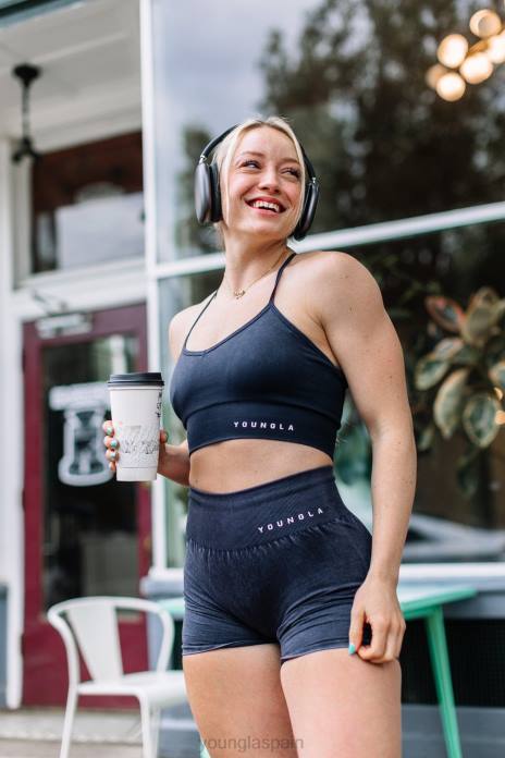 sujetador deportivo con espalda cruzada de carbono w311 mujer YoungLA lavado negro 4Z0B1004 ropa