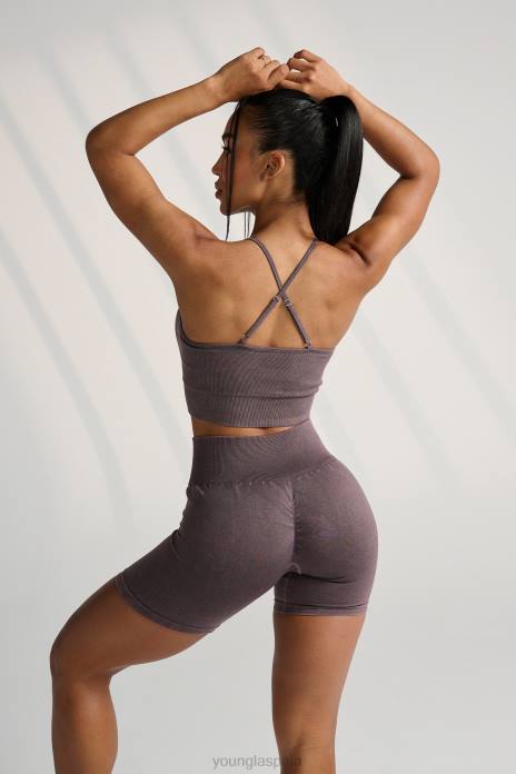 sujetador deportivo con espalda cruzada de carbono w311 mujer YoungLA lavado negro 4Z0B1004 ropa